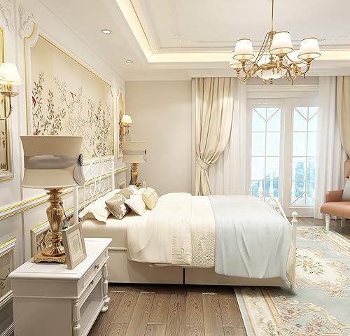 Miniatura 43 de Base de cama de metal Queen con cabecera y estribo, plataforma de granja, marco de cama tamaño Queen para debajo de la cama, no necesita somier y