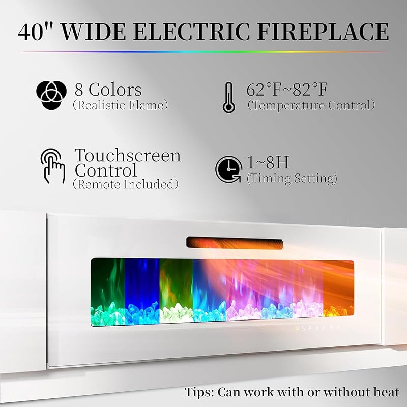 AMERLIFE 80" Fireplace Entertainment Center with Bookcases Set of 3, White image 3