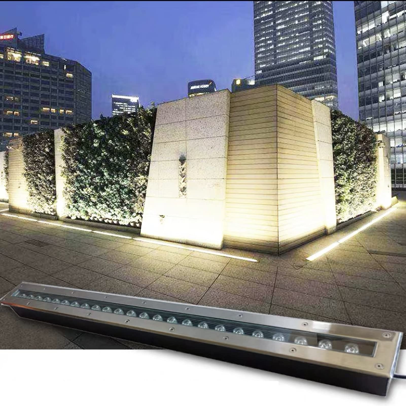 Forma a Striscia Lunga Faretti da Pavimento Incasso LED Luci Terra Acciaio Inossidabile Esterno IP67 Impermeabile Faretto per Sentieri Giardino Ponte (Color : Blue, Size : 36W-AC85-265V)
