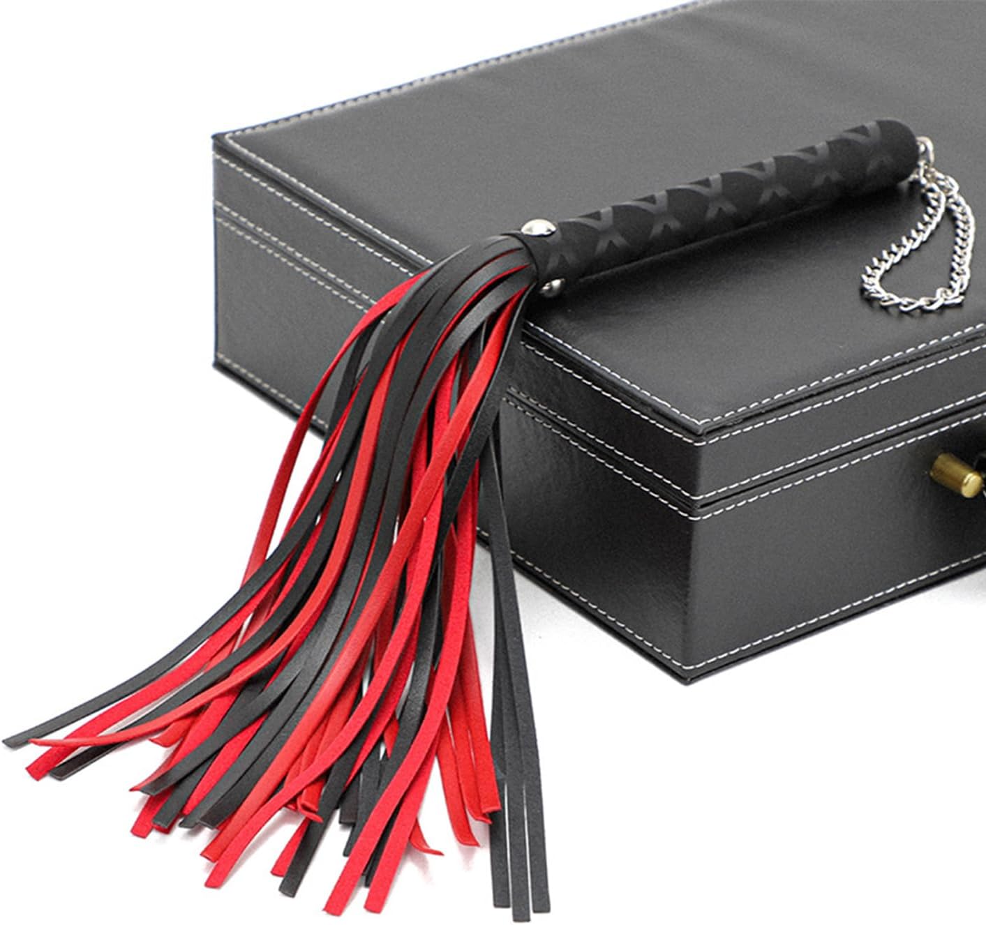 BDSM Flogger Sex Whip Red Horse Whip, Sex Toy for Adult Play SM Role Play Bedroom Spanking, Leather Flogger for Couples Fetish Men Women