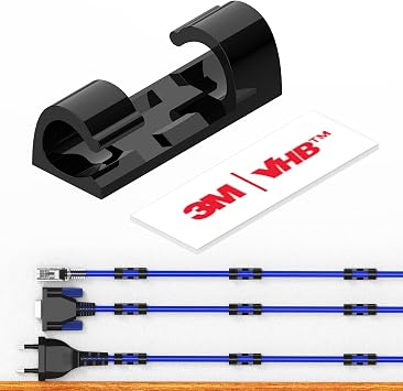 Cable Clips with Strong Self-Adhesive, XIAOXI Cord Organizer Cable Management Organizing Cords Wire for Car, Home and Office - 20 Pcs Black