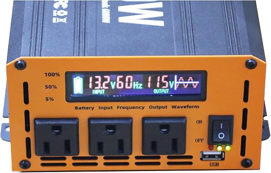 3000 Watt Power Inverter Converter, Car/Truck/RV 12V DC to 110V AC Converter, with LED Display, 3AC Outlets, USB Port