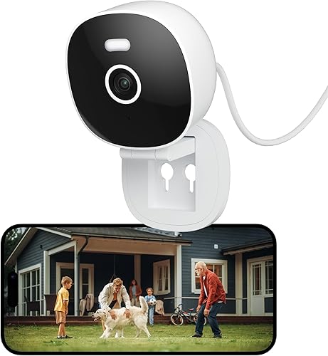 Cámara de seguridad 2K, visión nocturna a color IP65 resistente al agua, exteriorinterior para el hogar, mascotas, bebé, niñera, luz blanca y