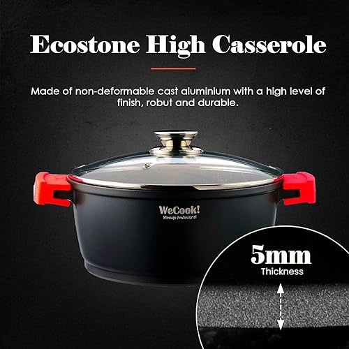 Miniatura 5 de WECOOK! Ecostone - Cacerola de alta inducción con tapa de cristal, 6.3 in, antiadherente, XTRA DUPON, ecológica, libre de ácido perfluorooctanoico