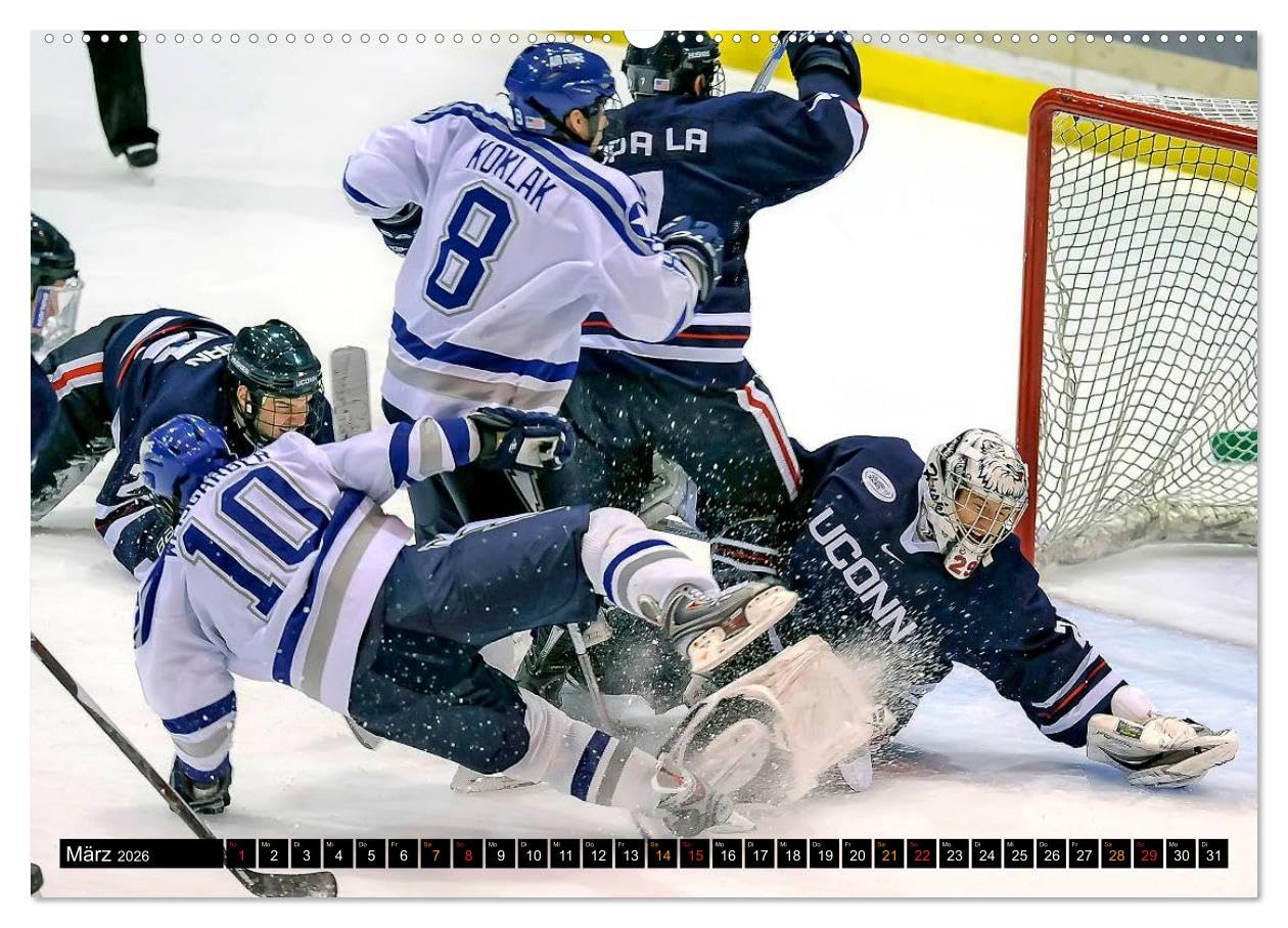 Mit vollem Einsatz - Eishockey (Wandkalender 2026 DIN A2 quer), CALVENDO Monatskalender: Eishockey, Teamsport der Extra-Klasse - beispiellose ... Härte und Schnelligkeit (CALVENDO Sport)