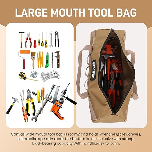 Miniatura 4 de Paquete de 2 organizadores de bolsas de herramientas de 18 pulgadas, bolsa de almacenamiento de herramientas con cremallera de boca ancha, bolsas de