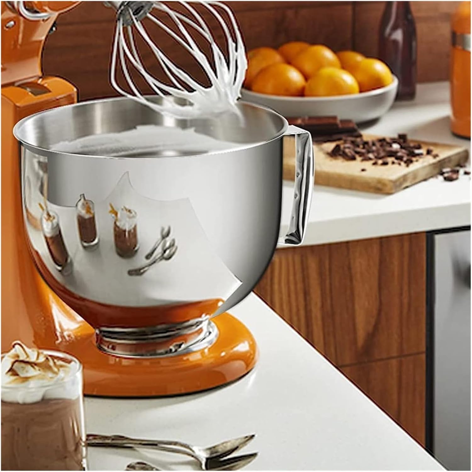 Stainless Steel Bowl，Compatible For KitchenAid 4.5-5QT Tilt-Head Mixer, 5-Quart(Rose Gold bowl)