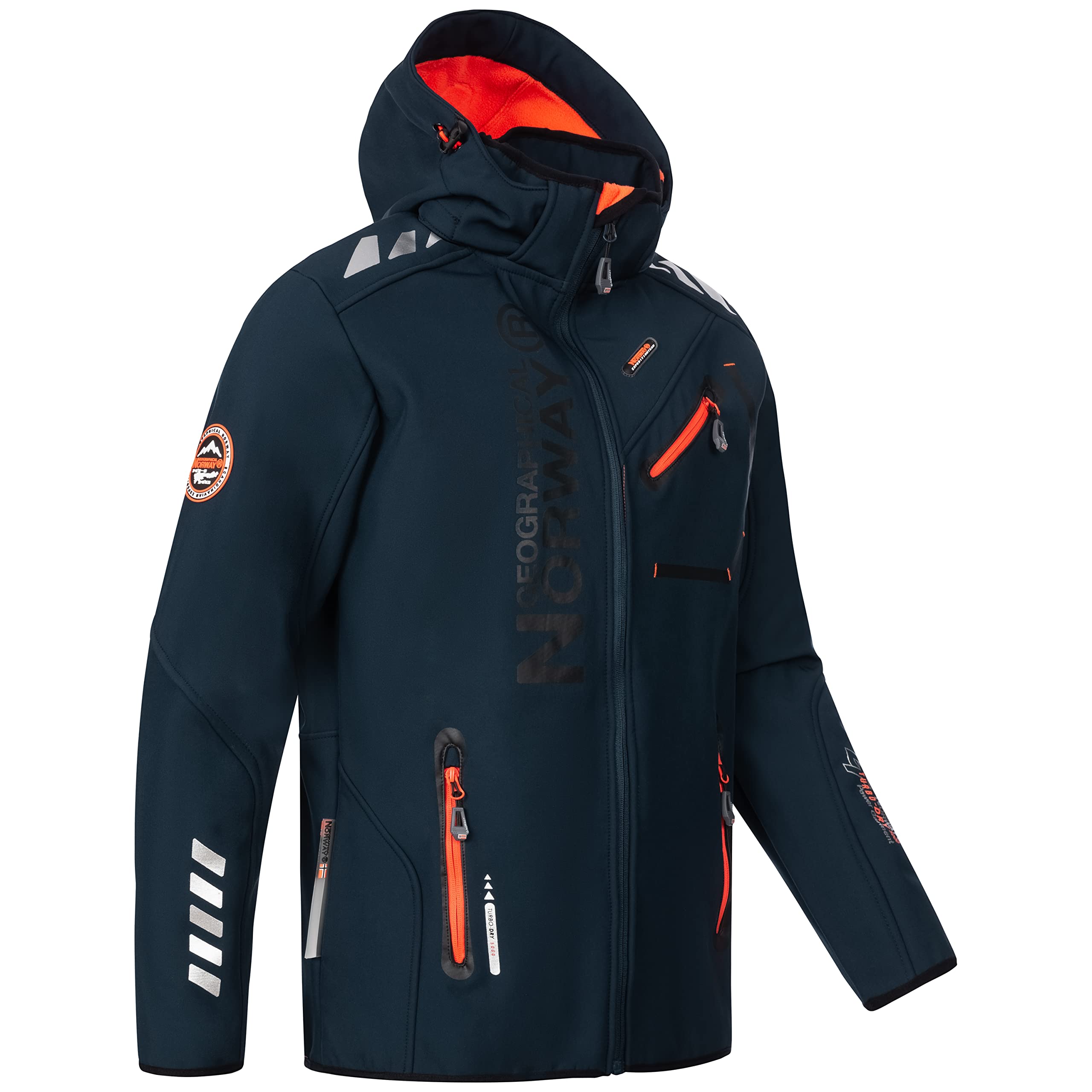 Geographical Norway Męska kurtka softshellowa, funkcyjna, outdoorowa, wodoodporna, w zestawie z beanie urbandreamz, Navy RO, M
