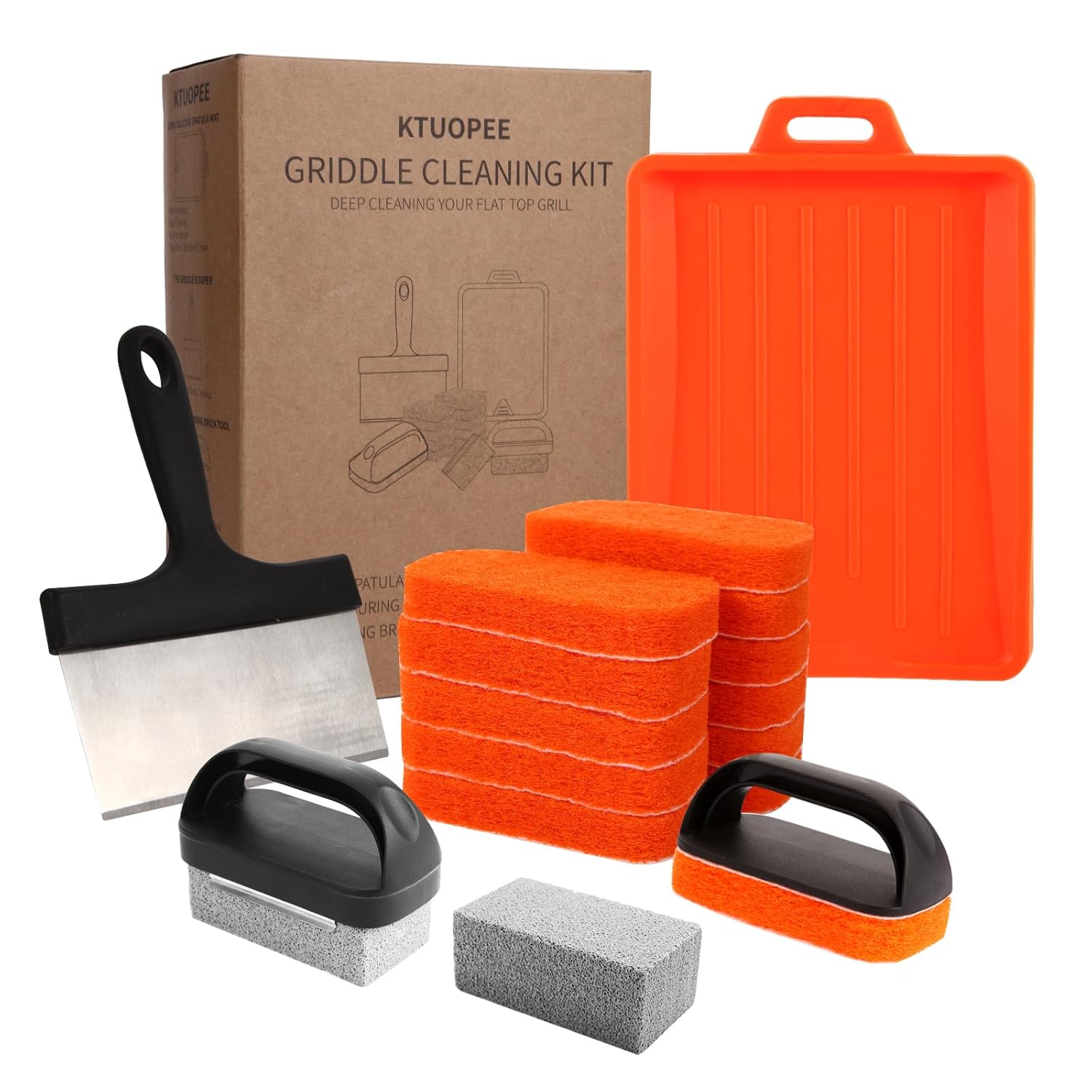 Upgraded Griddle Cleaning Kit for Blackstone 18 Pieces Flat Top Grill Accessories Cleaner Tool Set with Scraper Heat-Resistant