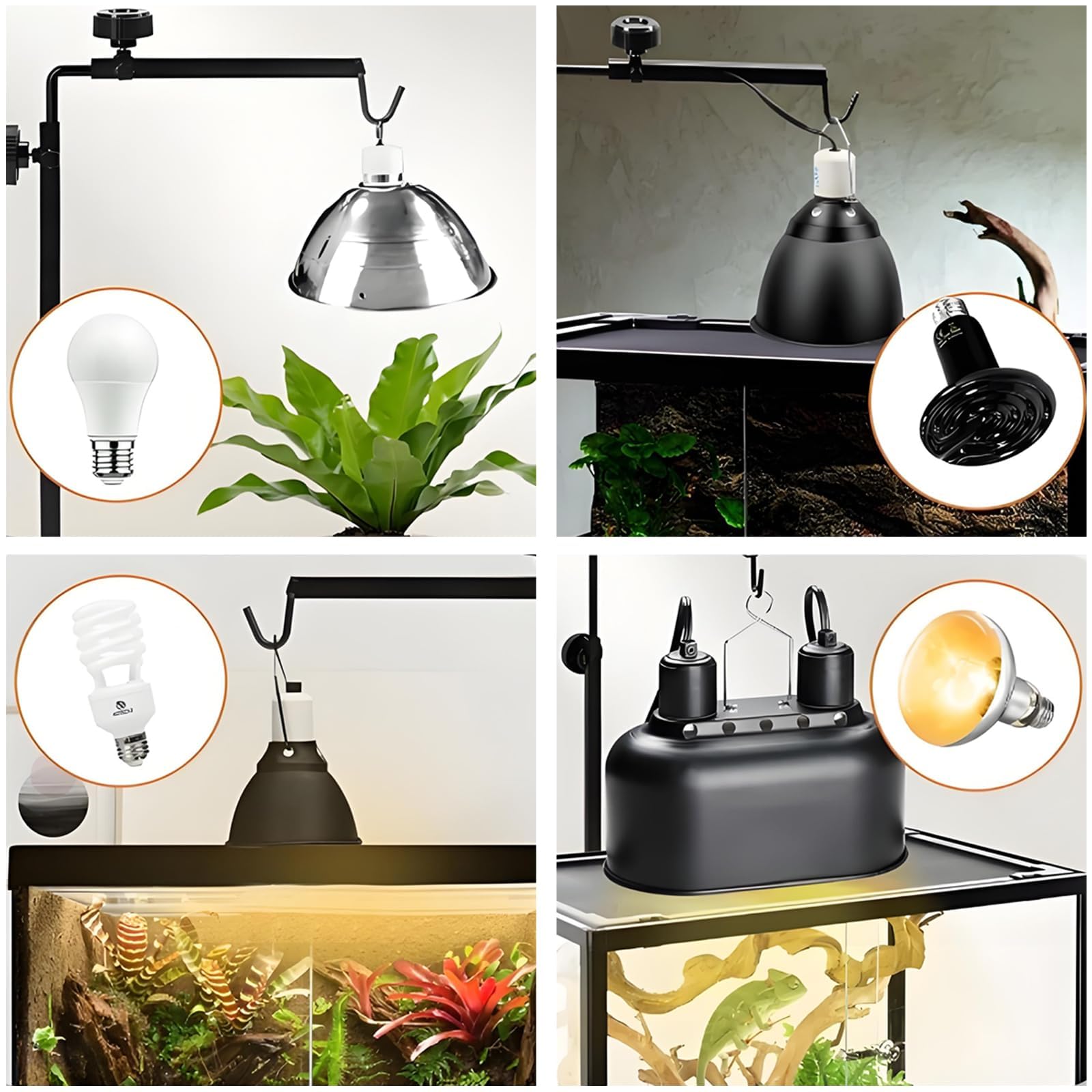 Stojak do lampy dla gadów, terrarium, regulowana wysokość 50-94 cm, szerokość 25-45 cm, uchwyt lampy dla gadów, żółwi, pająków, gekonów, jaszczurek