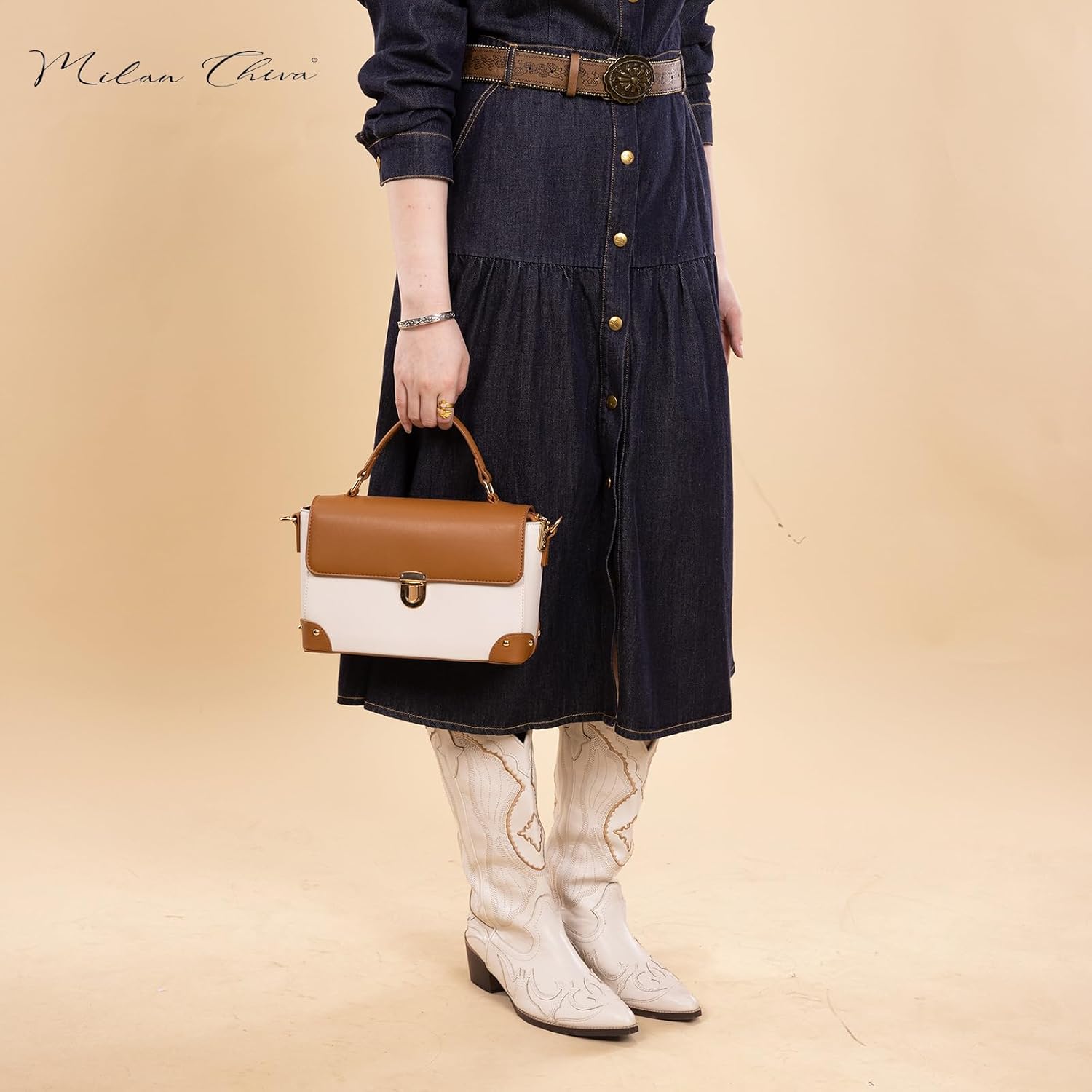 Milan Chiva Small Crossbody Purse for Women Elegant Top Handle Designer Square Bags