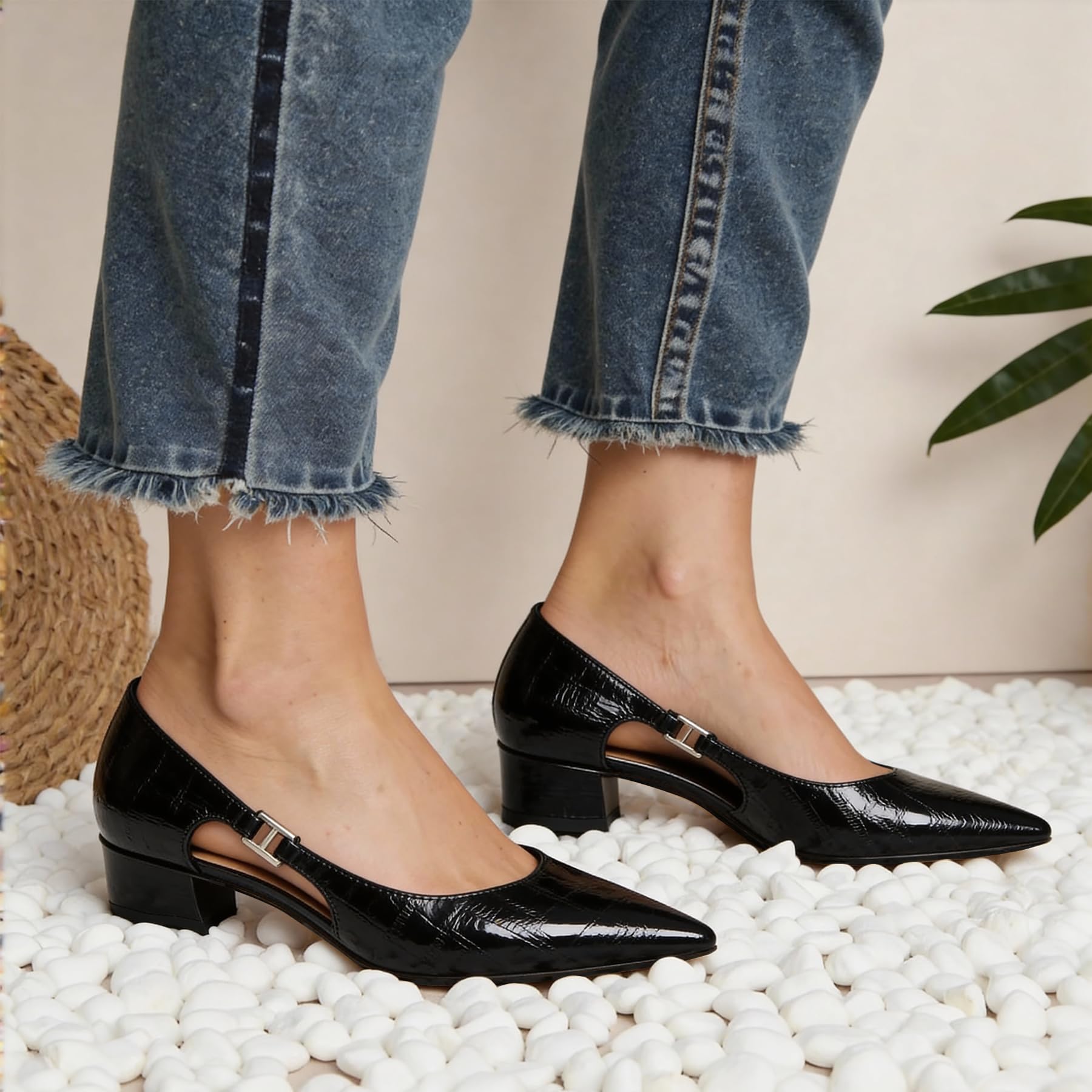 YYNUDA Damen Pumps Hochhaltschuh Spitz Zehen Kleid Pumps Schuhe Ausschnitt Pumps Bequem Büro Alltag Partei Hochzeit