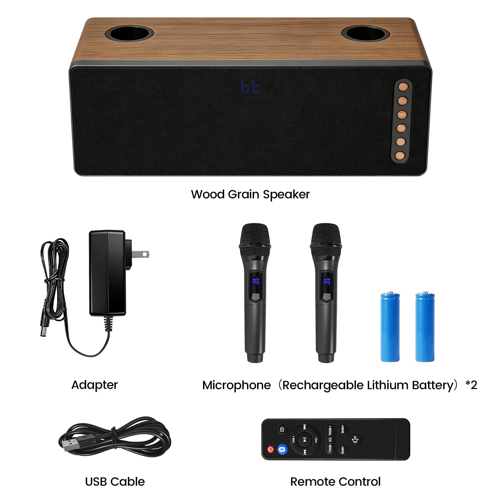 CT-380 Altoparlante Bluetooth 40W 2.0 Canali con Microfono Senza Fili Multi-Input (Ottico/Coassiale/HDMI ARC/AUX/USB) per Karaoke Casa TV/Party