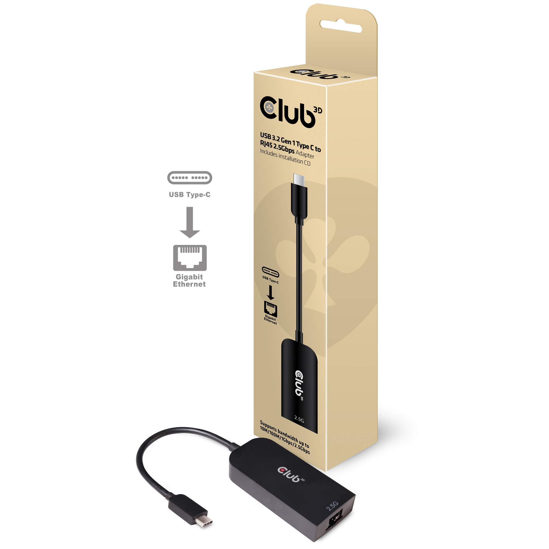 ADAPTADOR CLUB 3D USB-C/M A RJ45 GIGABIT ETHERNET H BLANCO - miniatura 3