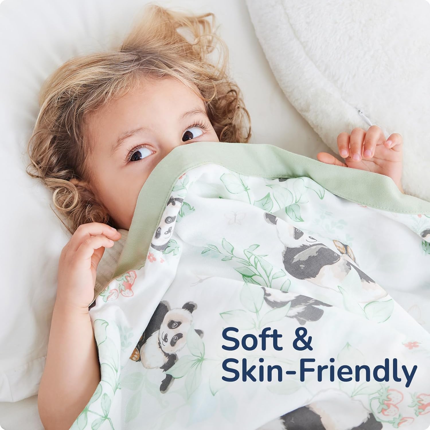 Muslin Baby Blanket - Lightweight Breathable Cooling Blanket, 70% Rayon Derived from Bamboo and 30% Cotton for Summer, 4 Layers Soft Summer Toddler Baby Quilt 55"x 43" (Panda)
