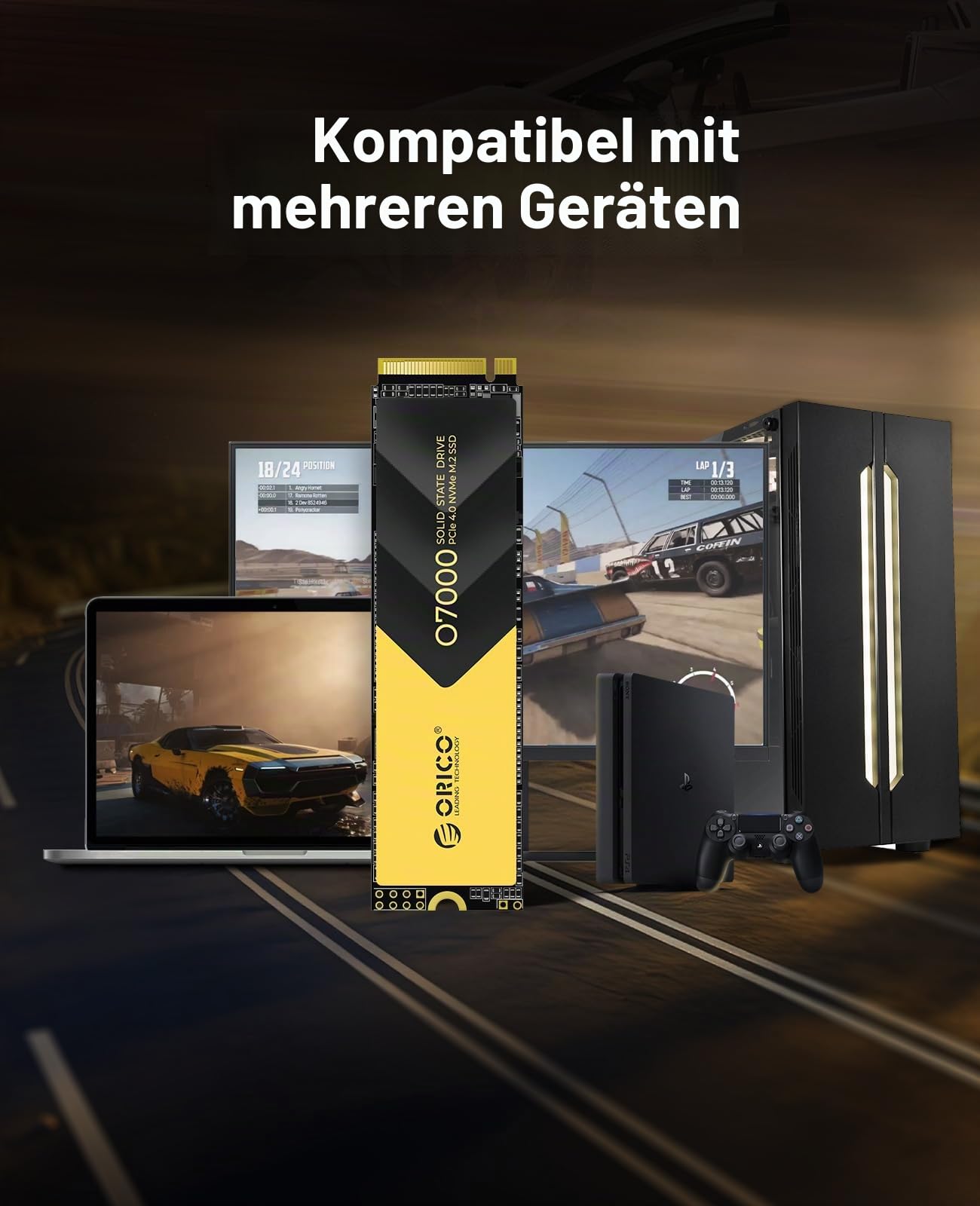 ORICO NVMe M.2 SSD 1TB, PCIe 4.0 x 4, 7000 MB/s Lesen, 6500 MB/s Schreiben, M2 2280 Interne SSD mit Kühlkörper für PC Desktop und Laptops-O7000