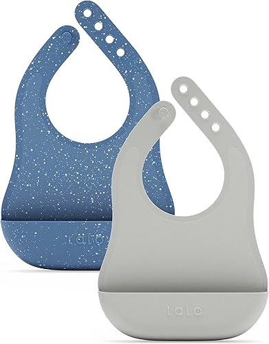Miniatura 8 de Lalo The Bib - Babero de silicona impermeable y no tóxico con banda ajustable para el cuello y recogedor de bolsas de alimentos de silicona, juego