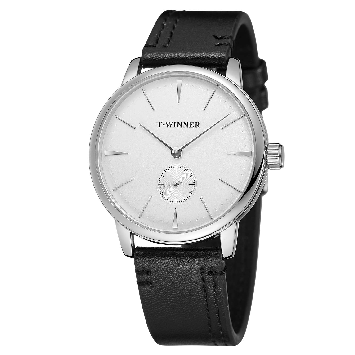 FORSINING Mens Mechanical Hand-Wind Analog Sport Style Wristwatch with Leather Strap, White and Black, fashion (B07J36TH94) Amazon Price History, Amazon Price Tracker