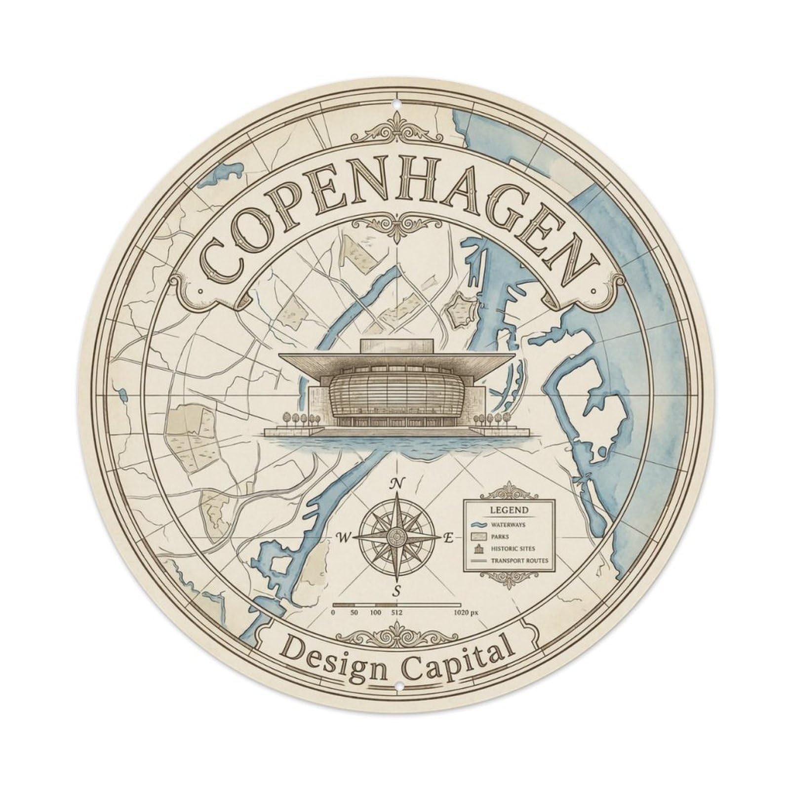 Vintage Travel Copenhagen Denmark Start Metal Tin Sign