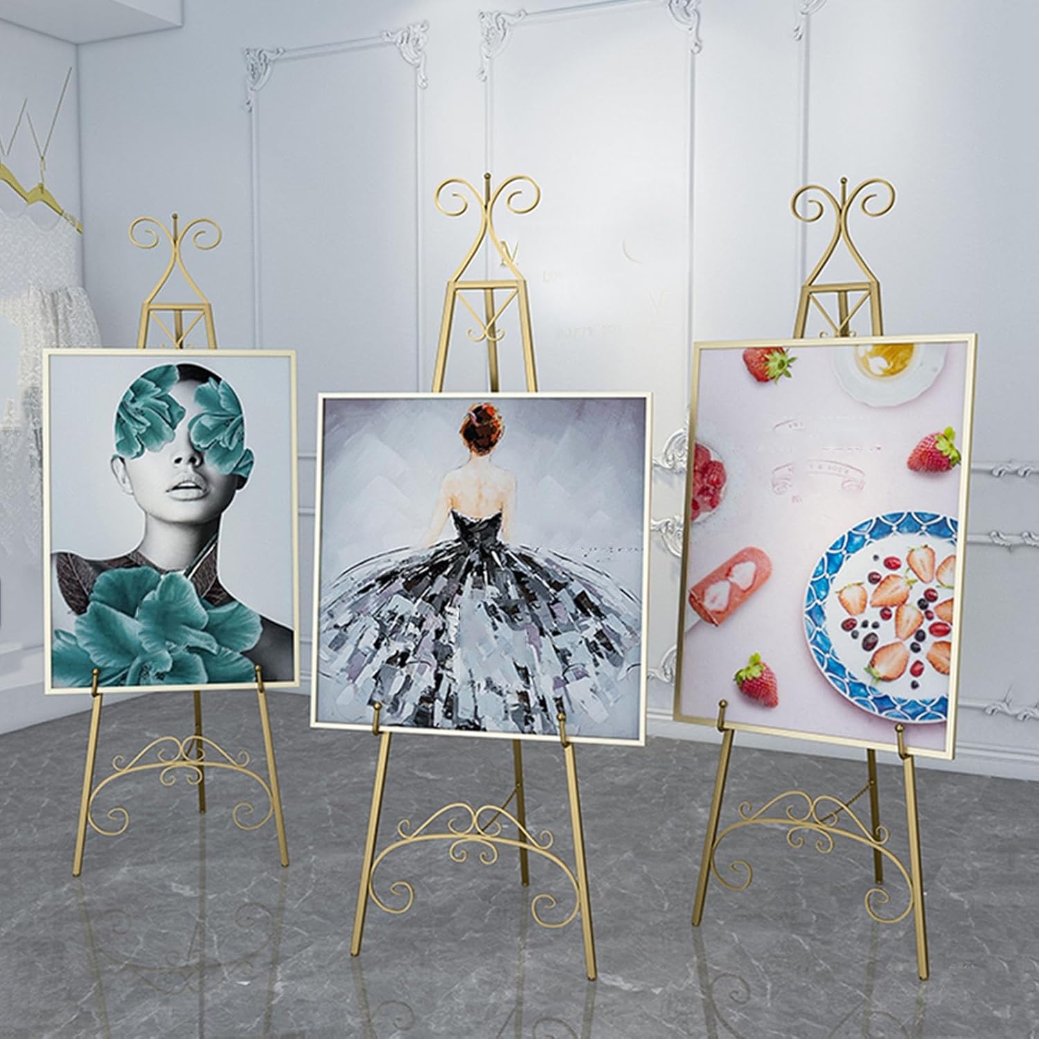 イーゼルスタンド、高さ146cmのディスプレイイーゼルスタンド、結婚式用、チェーンサポート付きの調節可能なフロアスタンディングイーゼ