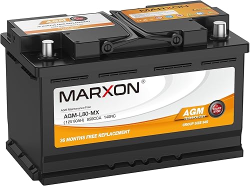 MARXON Grupo 94R H7 L4 Arrancar y detener la batería del coche 12v 80AH 850CCA AGM BCI94R Baterías de repuesto automotrices sin mantenimiento 36