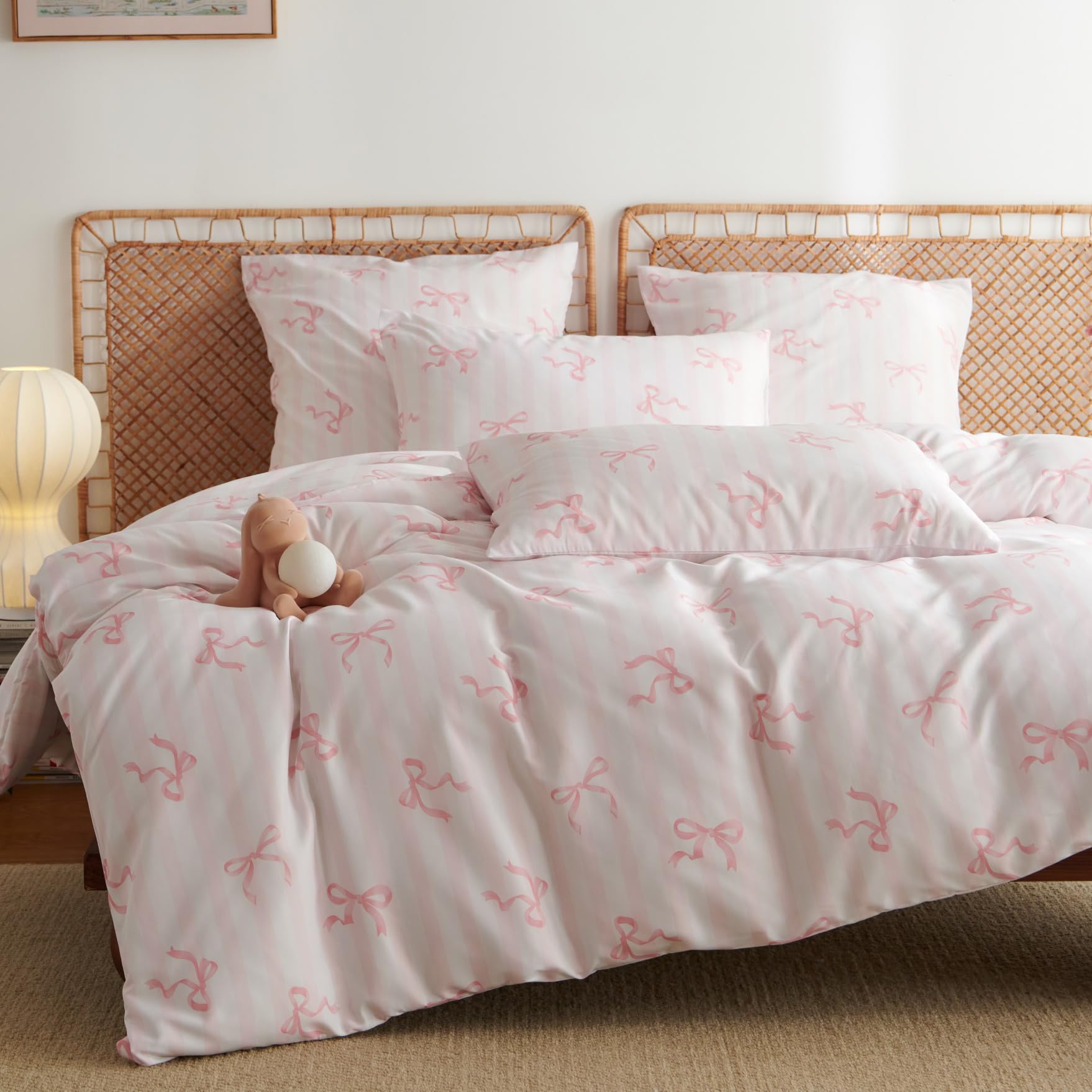 Freyamy Bettwäsche Set 135x200 cm, Creme weiß Bettwäsche mit Süße Hunde und Cupcakes, Weich Kinder Bettwäsche Set 2-teilig, Bettbezug mit Reißverschluss + 1 Kissenbezug 80x80 cm