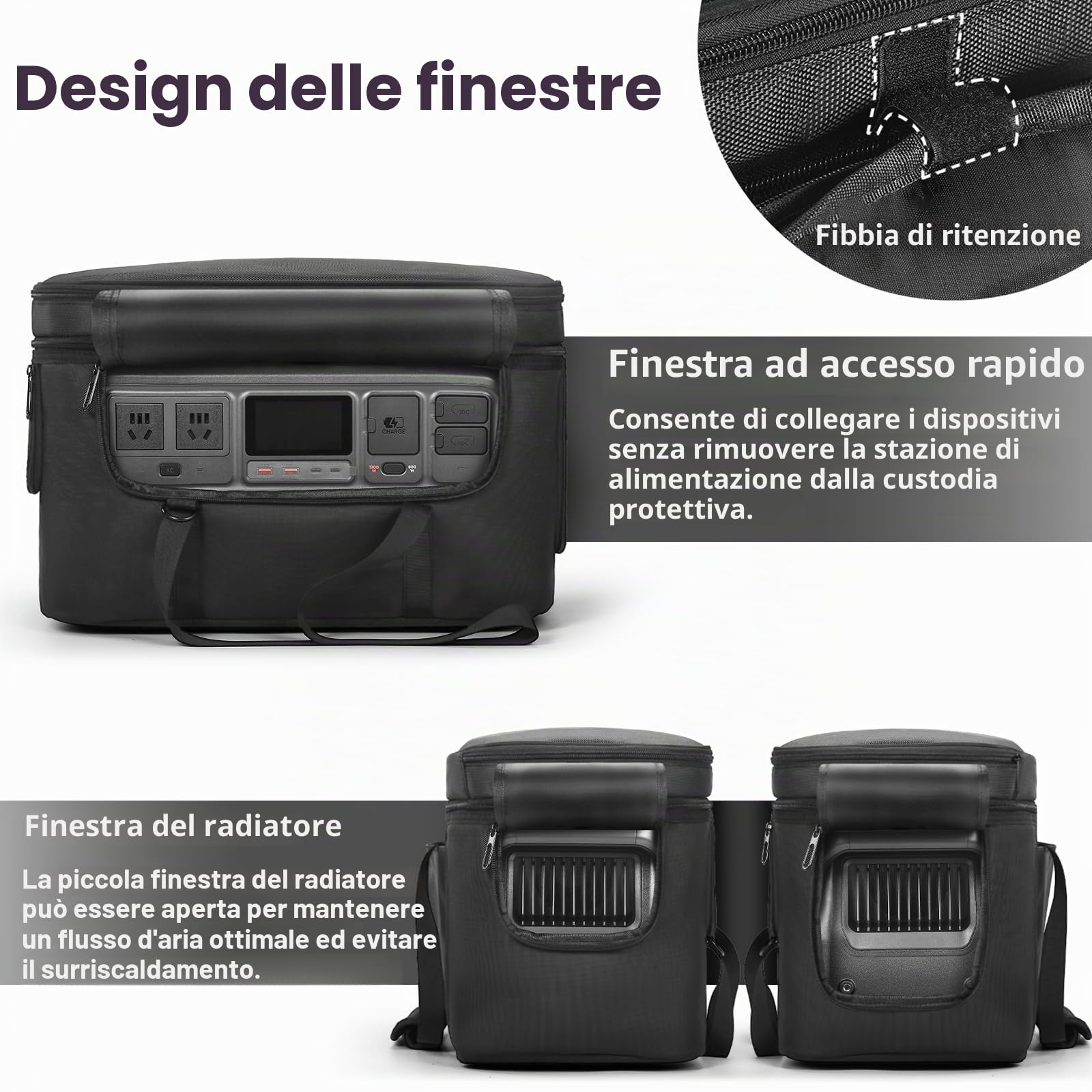 Borsa morbida per il trasporto compatibile con DJI Power 1000 Portable Power Station, custodia per alimentazione esterna, cavo di ricarica e accessori