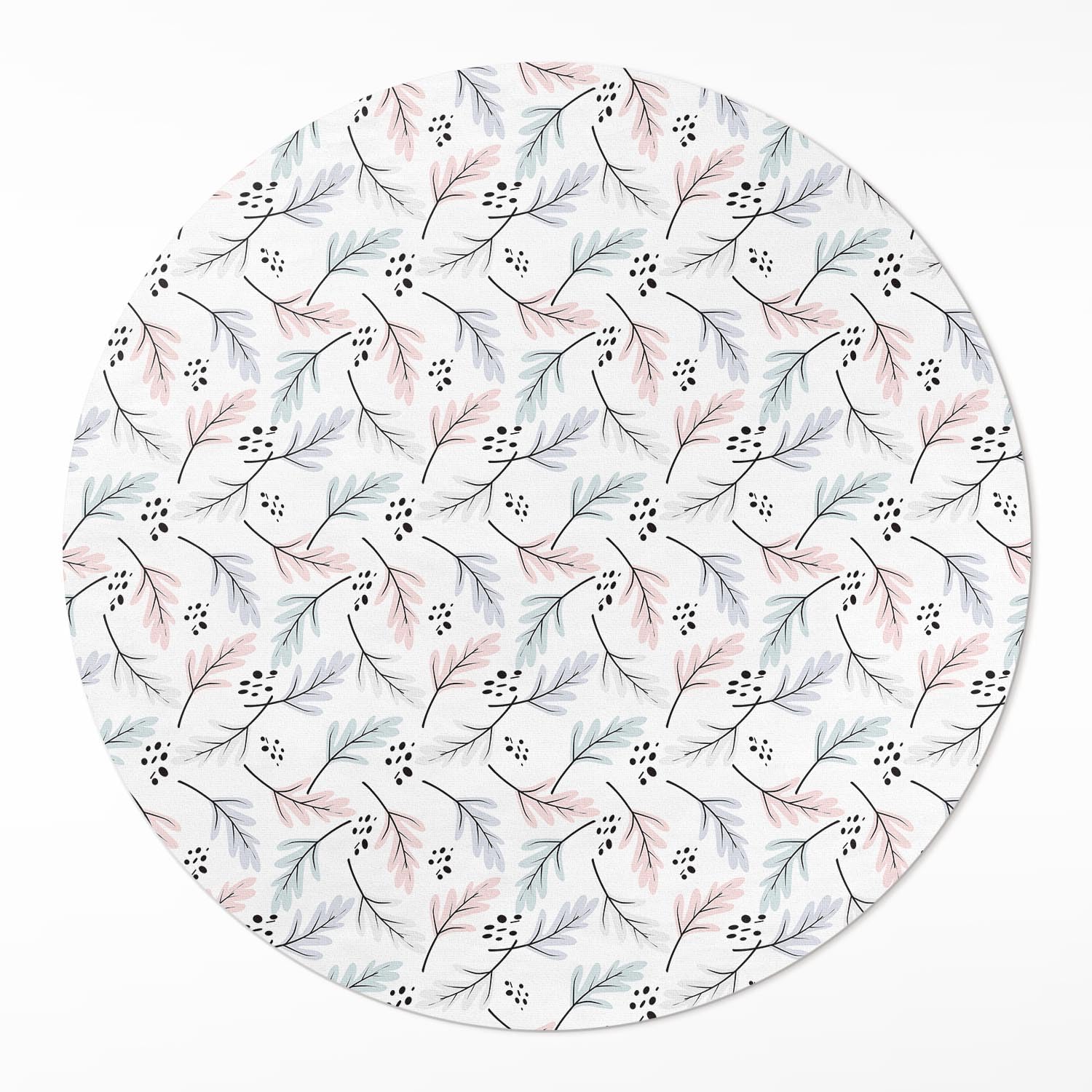 Tapis vinyle ø150 cm rond au motif de plantes subtiles pour décorer votre maison