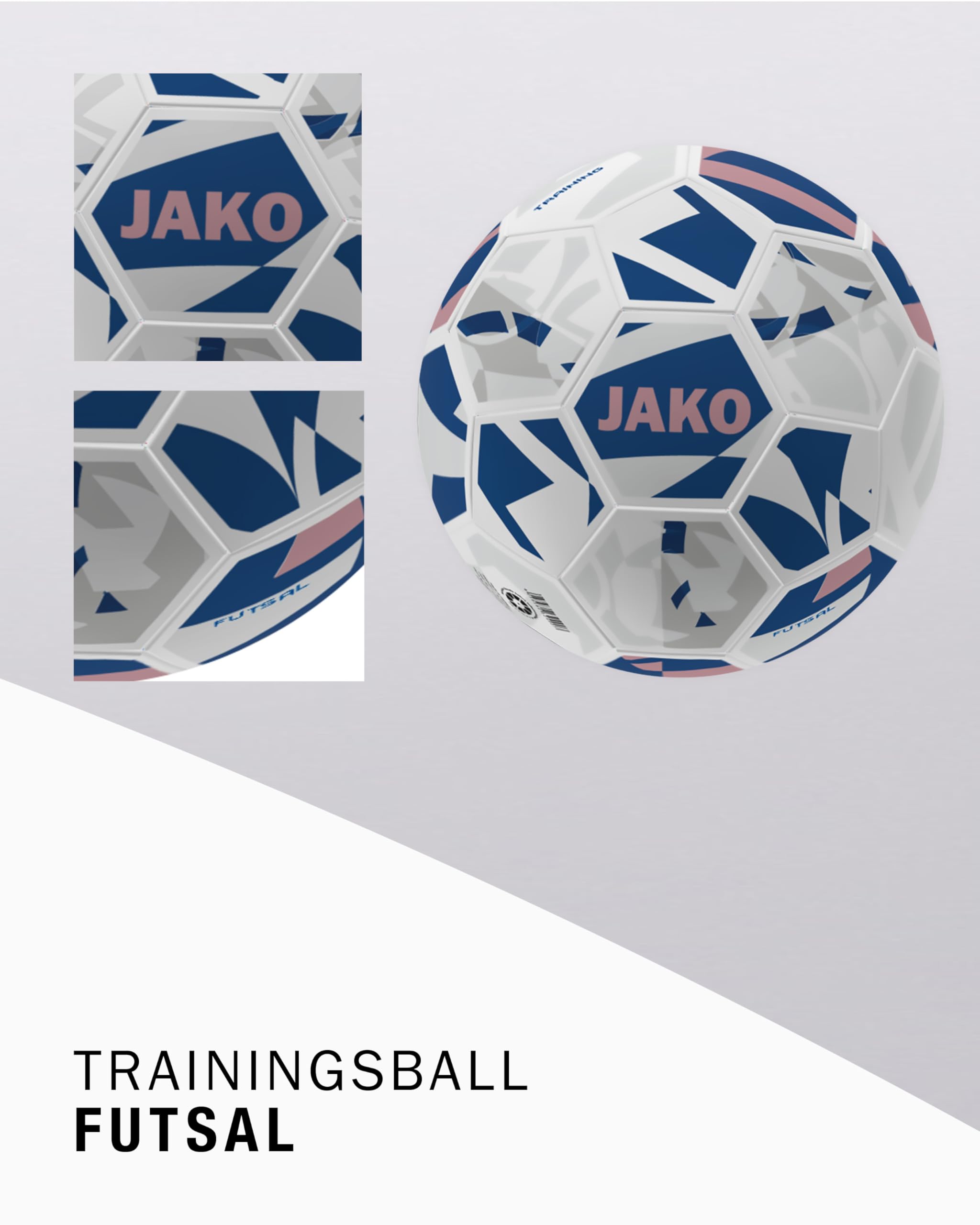 JAKO Trainingsball Futsal, weiß/Navy/Dusky pink, 4