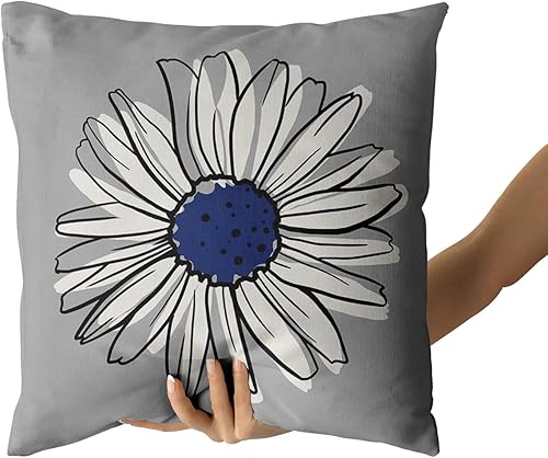 Miniatura 7 de Juego de 2 fundas de almohada de margaritas azul marino de 16 x 16 pulgadas, fundas de almohada florales modernas abstractas de flores, decoración