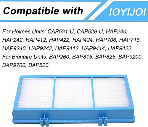 Miniatura 2 de IOYIJOI Filtro de repuesto para Holmes Aer1 Series, piezas de repuesto # HAPF300AH-U4R, HAP242-NUC (4 filtros de repuesto + 8 prefiltros de refuerzo)