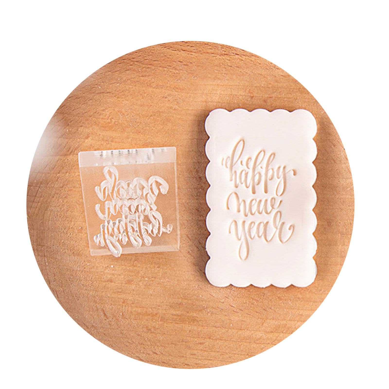 MALSSE Clear Pattern New Year Fondant Molds New Year Treats Creating Letter Embosser Ideal for Beginner and Experts Family Baking Fun