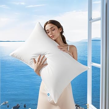 Canadian Luxury Goose Down Pillow King Size - 1050 Fill Power | 100% Cotton with Teflon Shell- Ultra Comfort Sleep Pillows - Bed Pillows for Back, StomacWhite,Pack of 1