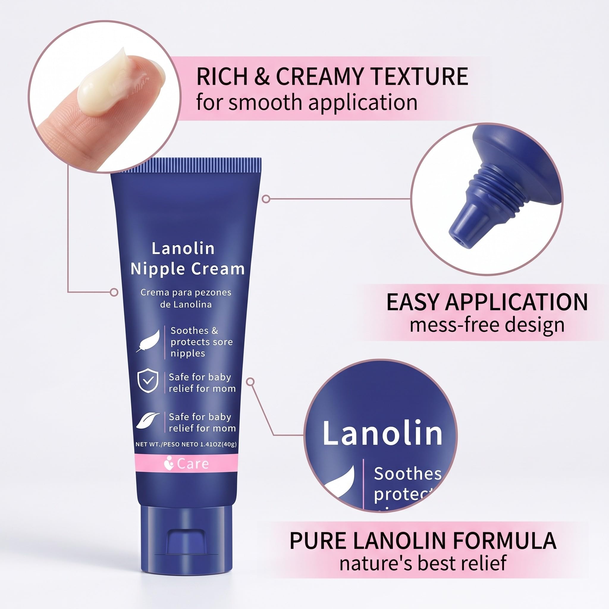 Crème sein allaitement 40 g, crème hydratante allaitement et sevrage, soin quotidien peau sèche sensible qui tire, formule confort pour routine douce, soin peau maman quotidien