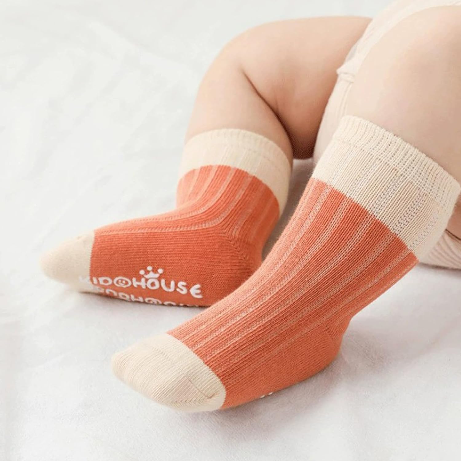 8 Pairs Baby Girls Boys Non Slip Socks Little Kids Ankle Sock Anti Skid Crew Sock with Grips Toddler Cotton Socks - Image 5