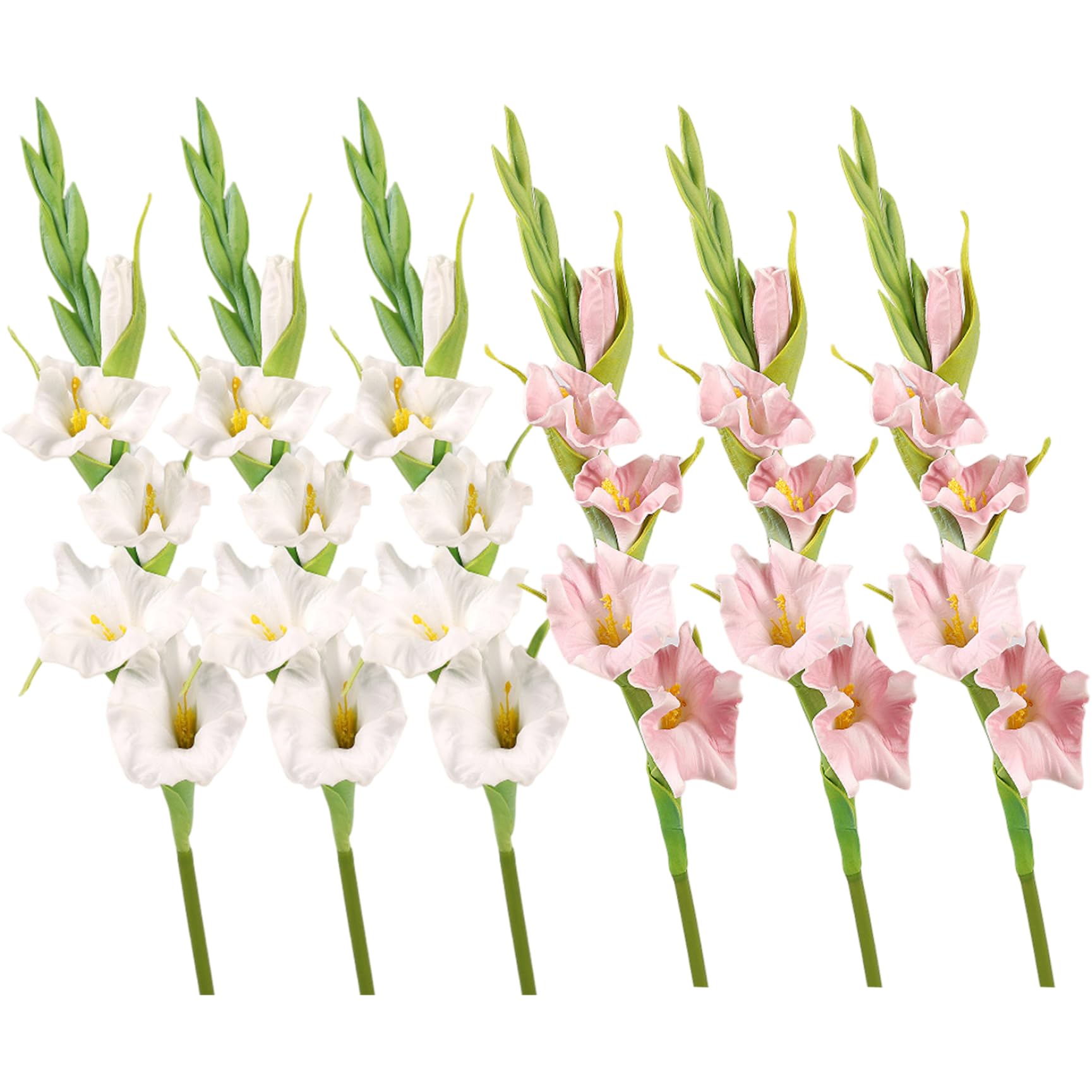 AwnsIMfreien 6Pcs Gladiolus Artificial Flowers, 22in Faux Gladiolus for Home Wedding Decor, Realistic Silk-Like Floral Arrangement Centerpieces, 2 Colors
