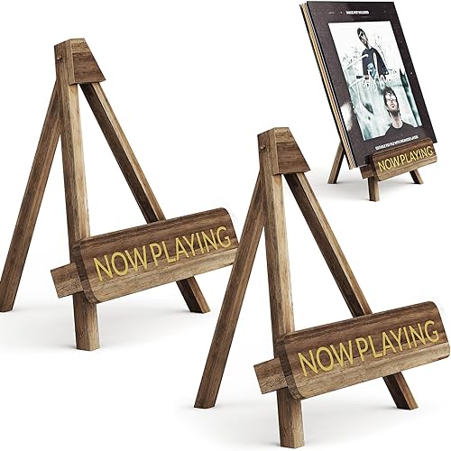 NiHome Now Playing - Soporte para discos de vinilo de madera retro, elegante soporte de exhibición de vinilo para decoración del hogar, organizador