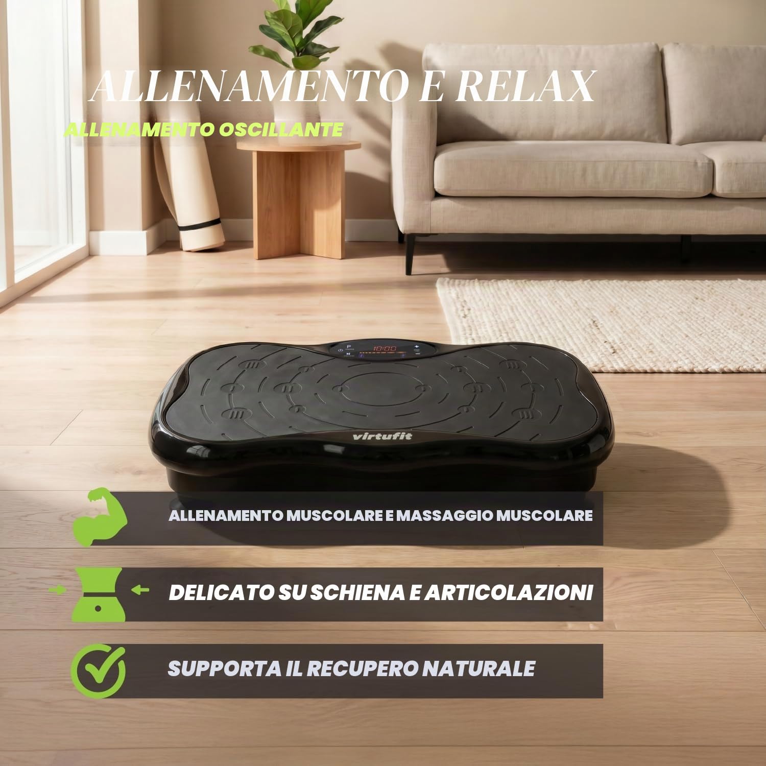 VirtuFit Piastra vibrante fitness – Fitness Powerplate – 10 programmi di allenamento – 99 velocità – Attrezzo per allenamento di resistenza