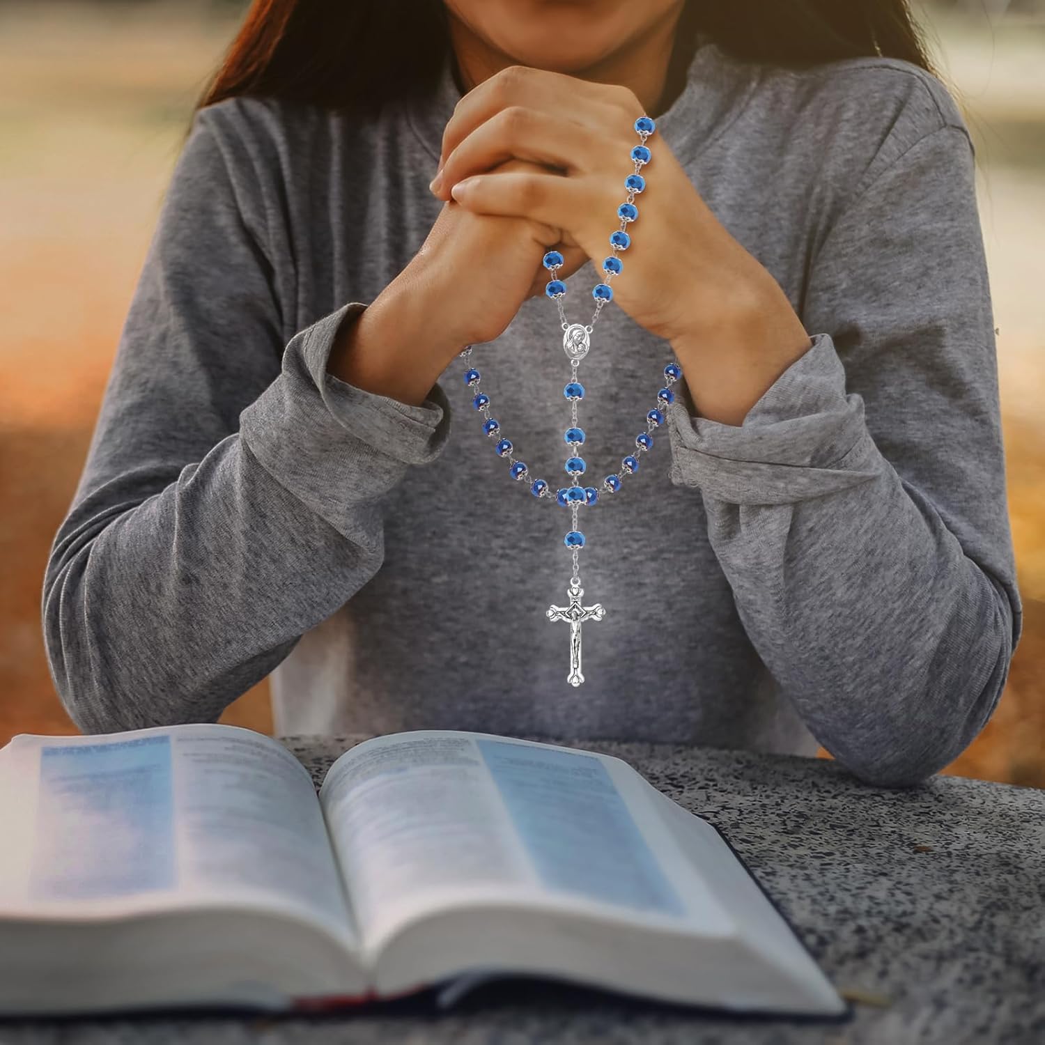 KOMI Rosary Beads Catholic for Women Gemstone Rosary Beads Necklace with Crucifix Cross Crystal Pearl Rosary Rosarios Catolicos Catholic Gifts - Image 6