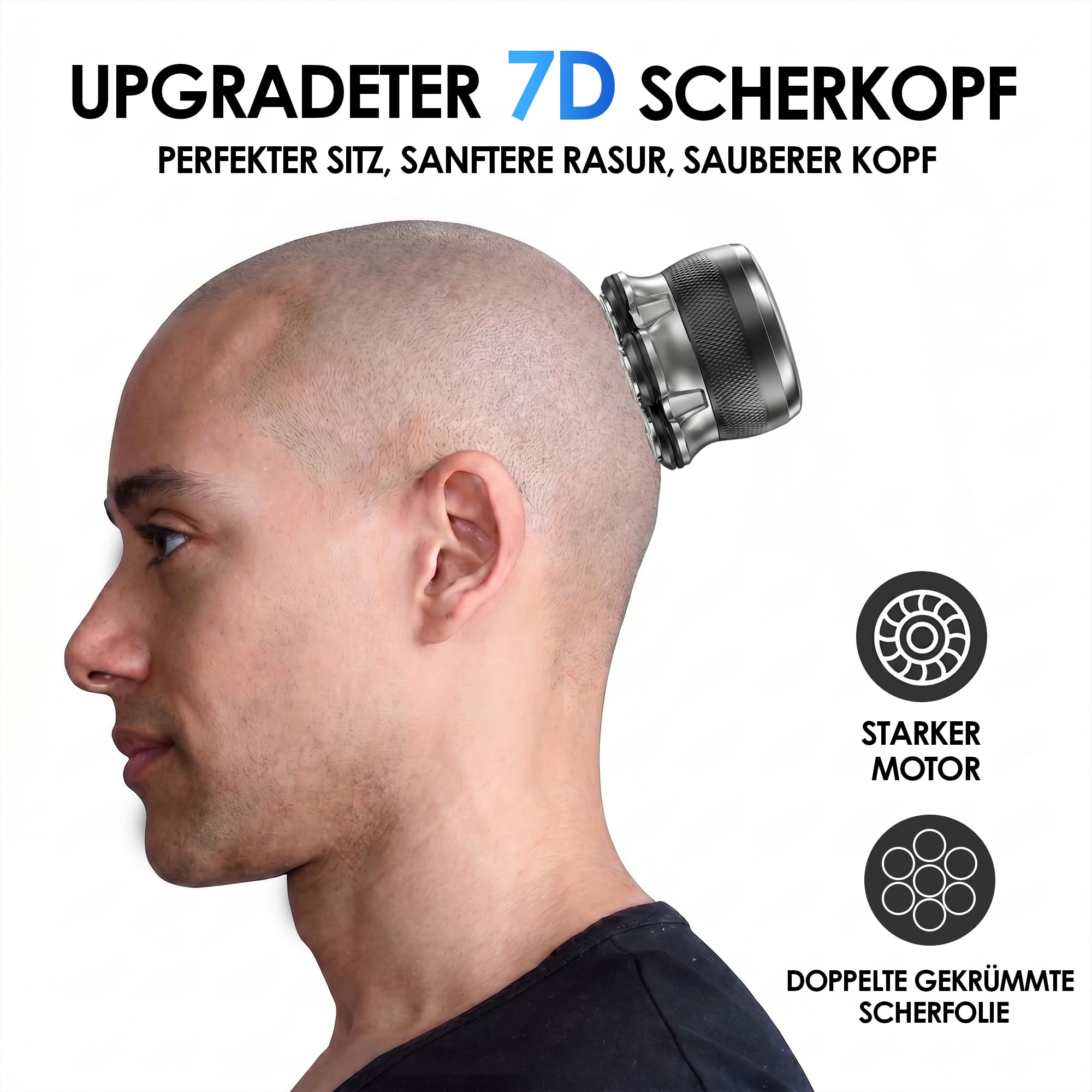 Glatzen Rasierer Herren–ICARE Glatzenrasierer 7D mit Magnetischen Scherkopf