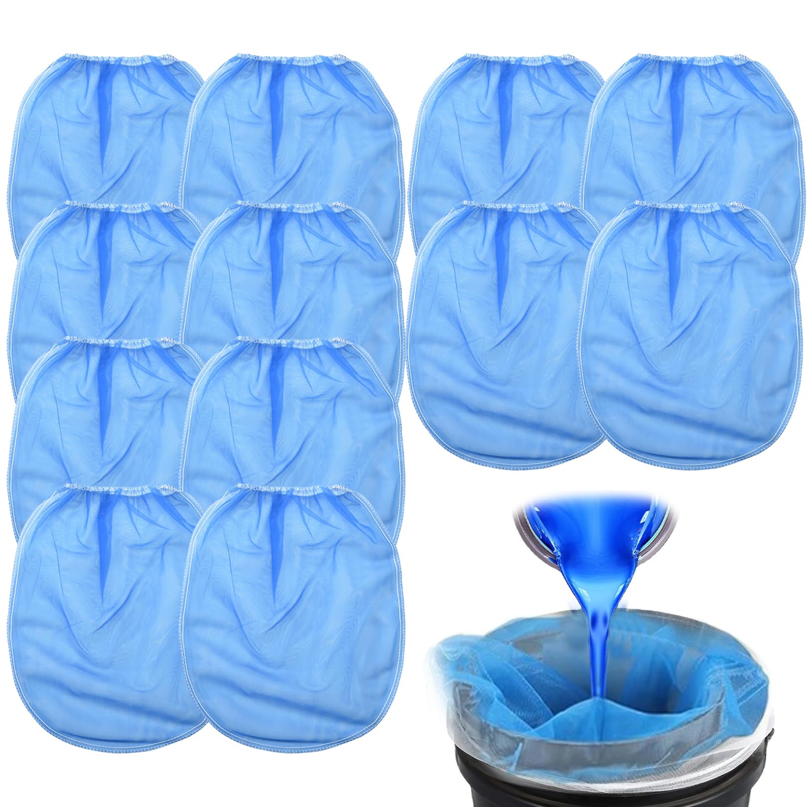 12 Pcs Paint Strainer for Emulsion,Filters Strainers,Sieve Bags,1 Gallon Nylon White Fine Mesh With Elastic Top Opening for Spraying,Ink And Gardening Hydroponics,for Sieves Screen for Buckets(Blue) — image 1