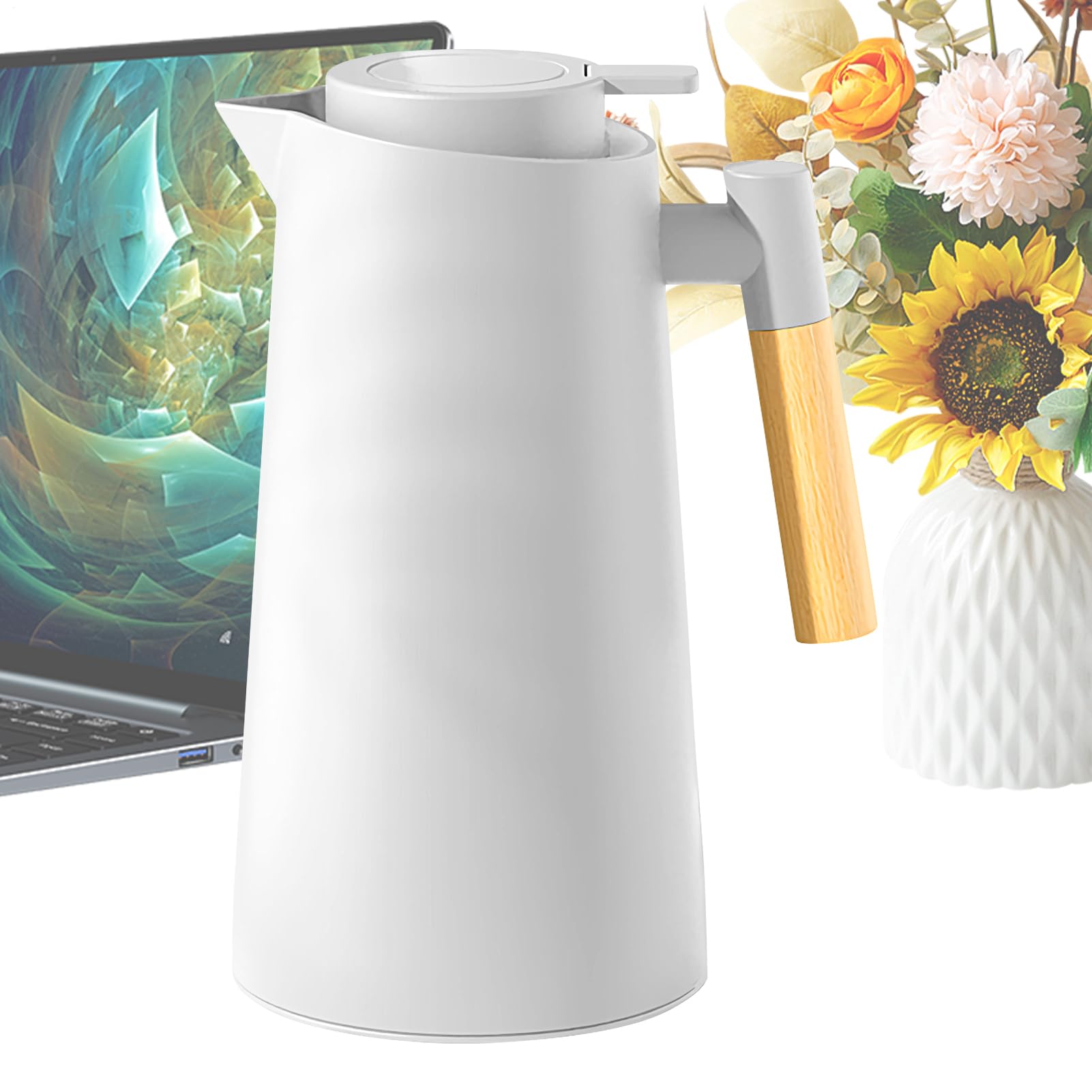 Pichet isotherme 1L insert verre thermos café thé bouteille isolante maison