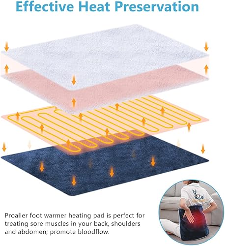 Miniatura 2 de Calentador de pies eléctrico, almohadilla térmica tamaño King, franela ultra suave, extra grande para cama, abdomen, pies, espalda, calambres,