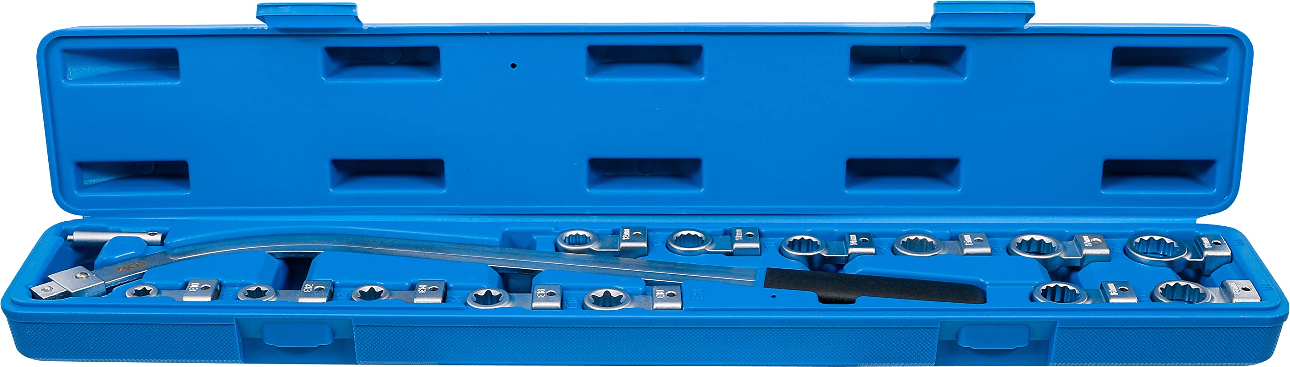 BGS 1312 | Juego de llaves para polea tensora | 12 caras 12 - 19 mm / E-Torx E10 - E18 | 15 piezas