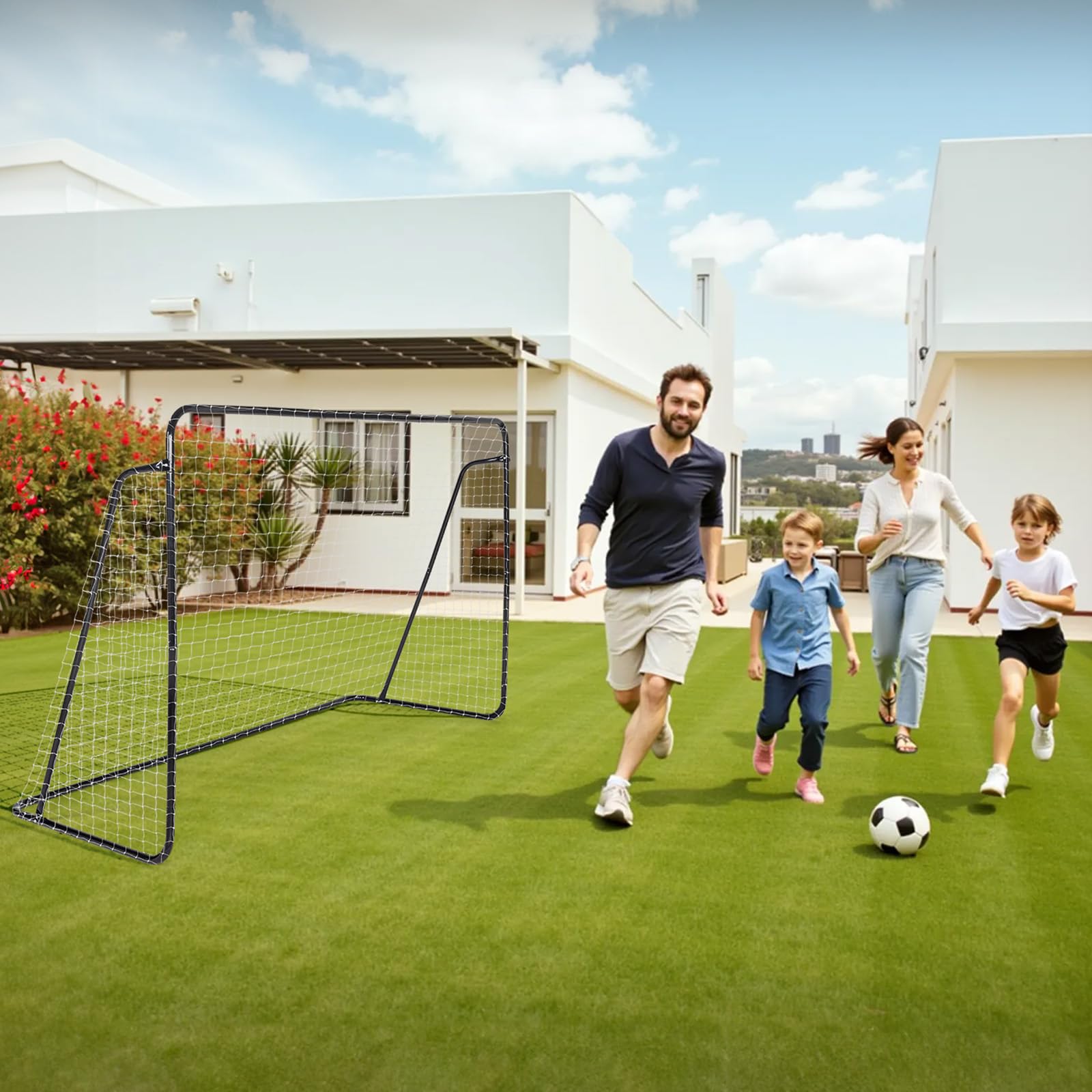 LALAHO But de Foot Cage de Foot pour Enfants 240x150x90 cm Cadre Robuste en Acier Galvanisé