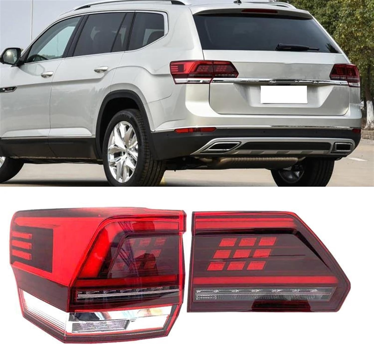 Car Rear Lights Upgrade Rear Taillight Assembly Fog Lamp Rear Warning Brake Light Car Accessories for Teramont 2017 2018 2019 2020 2021(Left Inside)