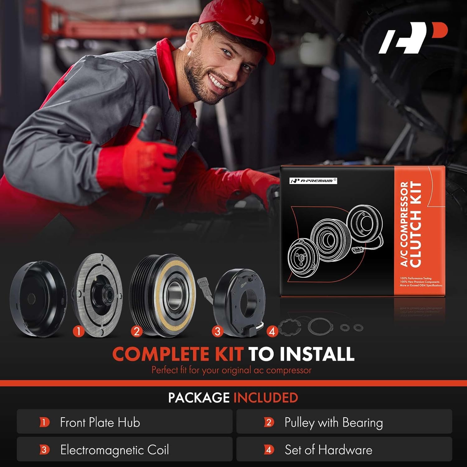 A-Premium Air Conditioner AC Compressor Clutch Kit Compatible with Mercedes W906 Series Sprinter 2500, Sprinter 3500, 2014 2015 2016 2017, 2.1L