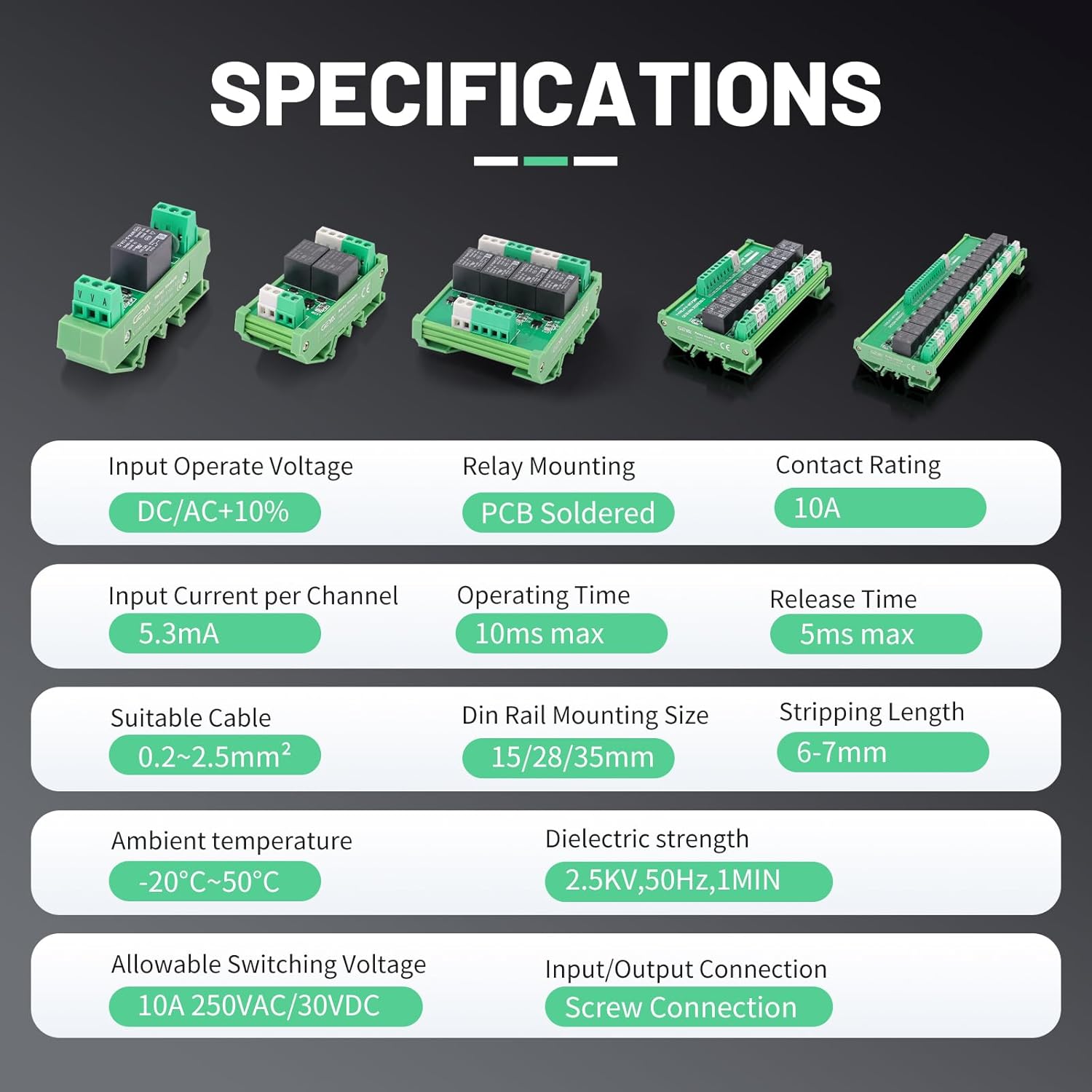 GEYA Relay Module 4 Channel 1 SPDT DIN Rail Mount AC230V Interface Relay Module(FY-T734-230VAC)