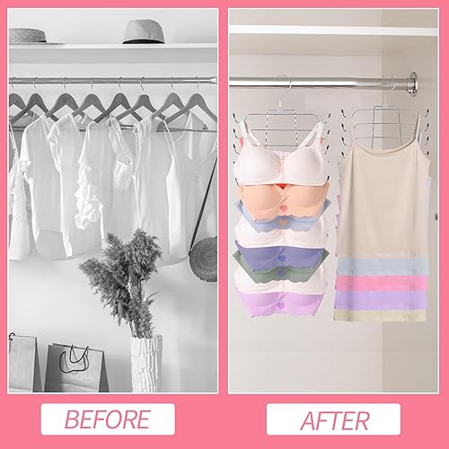 Miniatura 4 de Paquete de 2 organizadores de sujetadores, 8 niveles de metal plegable para organizador de armario, perchas de almacenamiento de brasieres colgantes