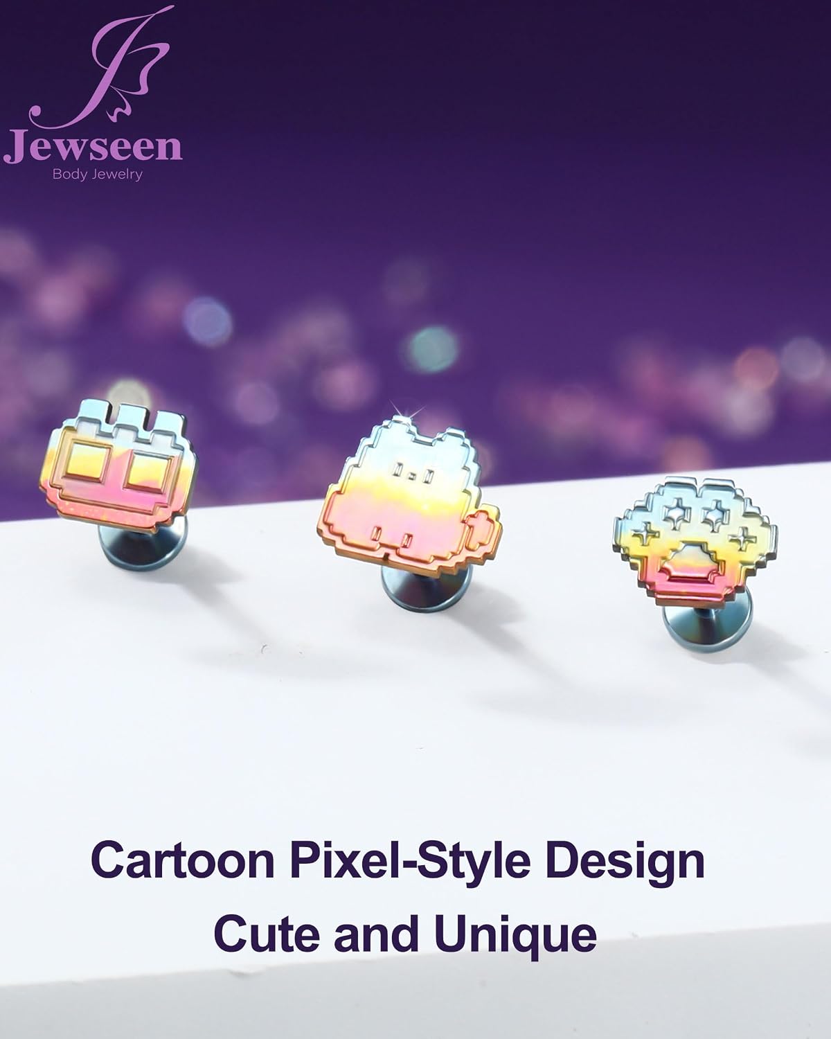 Jewseen ASTM F136 Titanium Anodizing Process Helix Tragus Conch Lip Stud